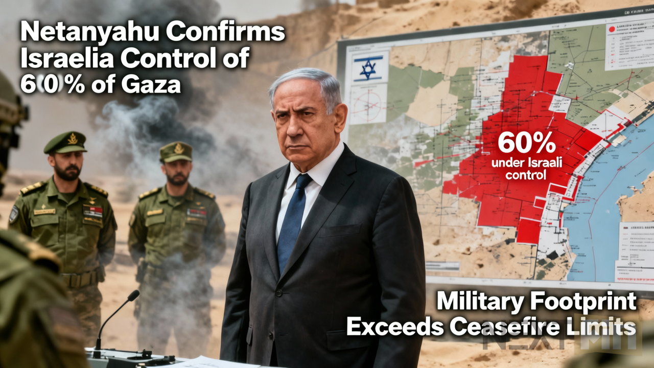 Netanyahu Confirms Israeli Control of 60% of Gaza as Military Footprint Exceeds Ceasefire Limits