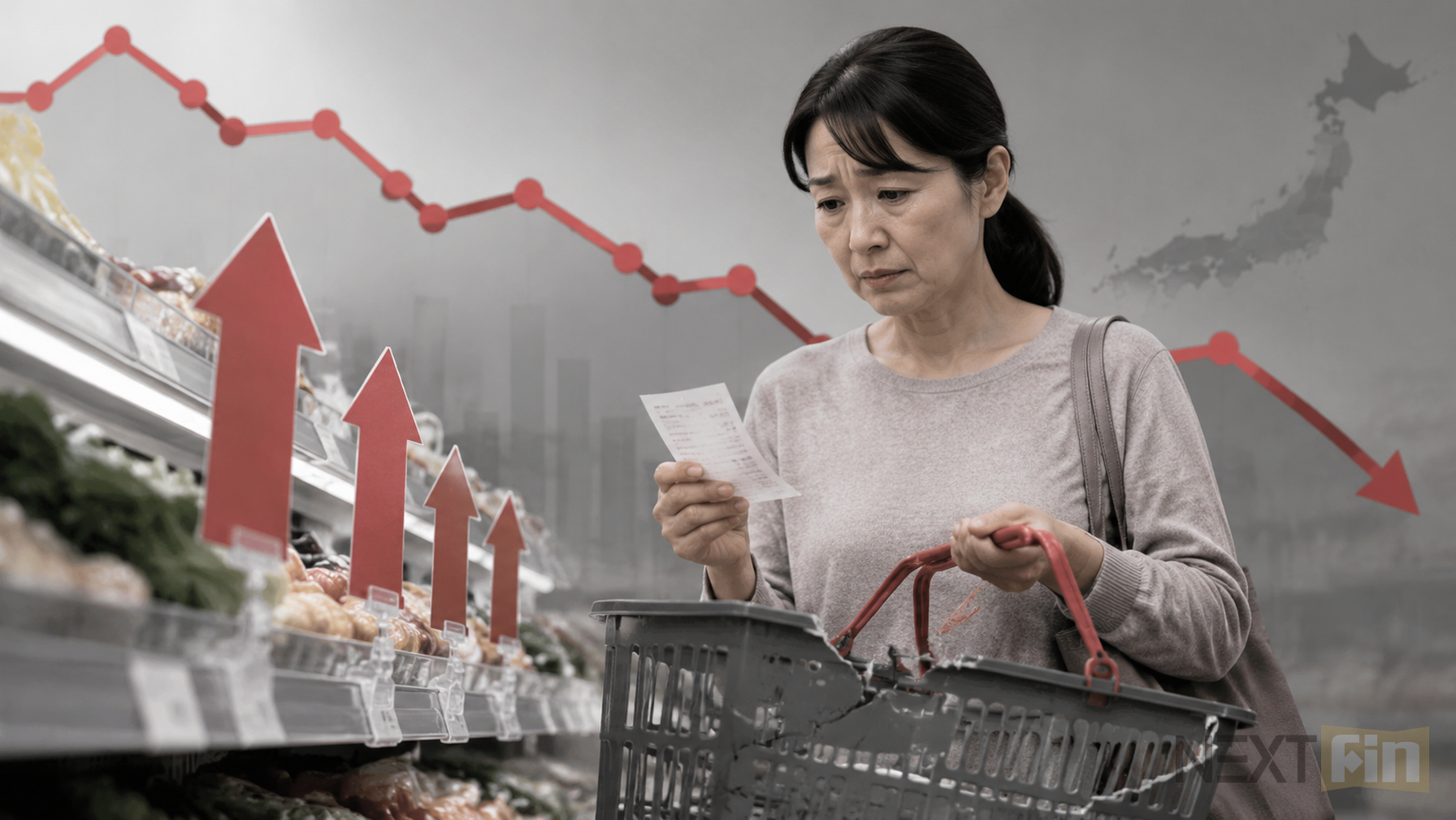 Japan's Households Cut Outlays for Eighth Month as Inflation Outruns Wages