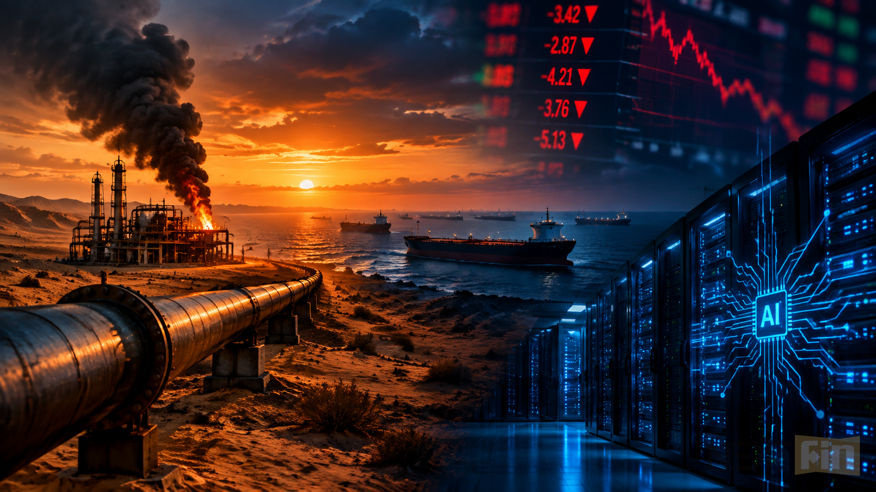 Saudi Pipeline Attack Sends Oil Higher, AI Slowdown Hits Stocks