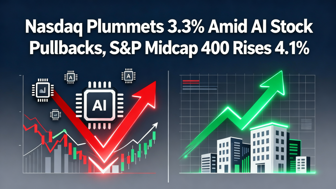 Nasdaq Plummets 3.3% Amid AI Stock Pullbacks, S&P Midcap 400 Rises 4.1%