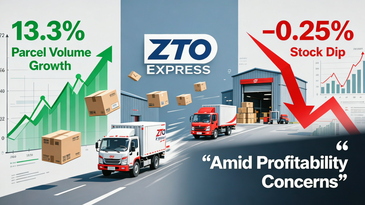 ZTO Express Reports 13.3% Parcel Volume Growth but Stock Dips 0.25% Amid Profitability Concerns