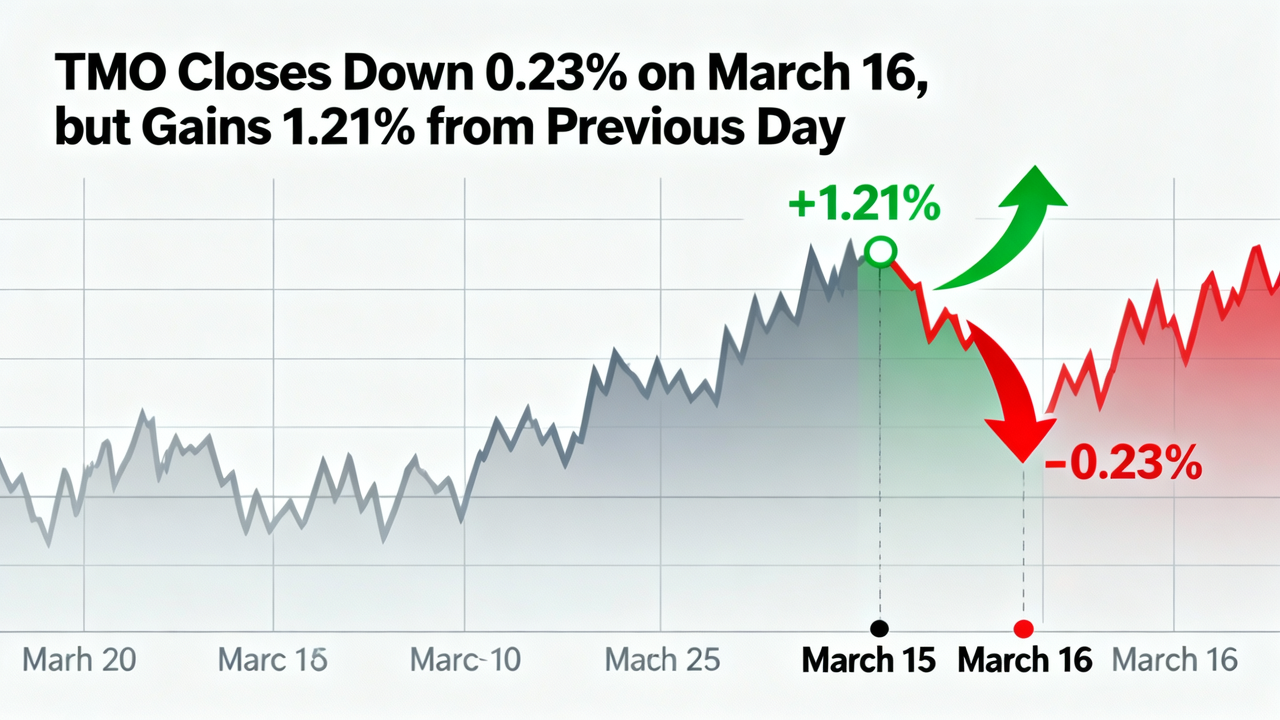 TMO Closes Down 0.23% on March 16, but Gains 1.21% from Previous Day
