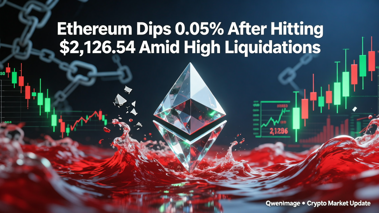 Ethereum Dips 0.05% After Hitting $2,126.54 Amid High Liquidations