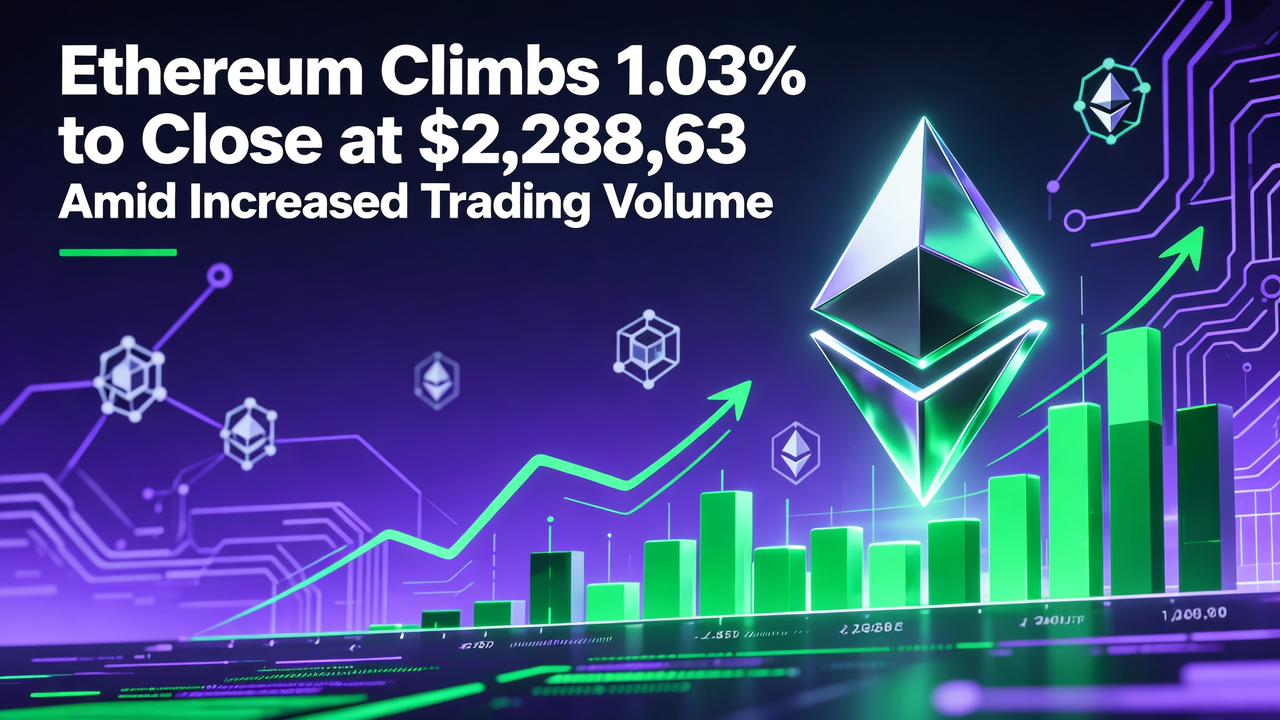 Ethereum Climbs 1.03% to Close at $2,288.63 Amid Increased Trading Volume