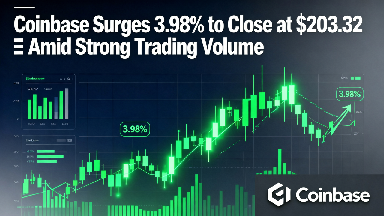 Coinbase Surges 3.98% to Close at $203.32 Amid Strong Trading Volume