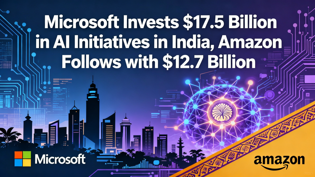 Microsoft Invests $17.5 Billion in AI Initiatives in India, Amazon Follows with $12.7 Billion