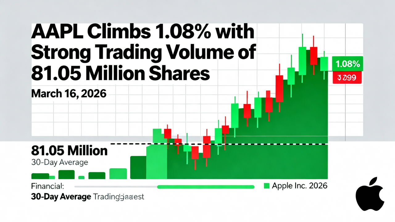 AAPL Climbs 1.08% with Strong Trading Volume of 81.05 Million Shares on March 16, 2026