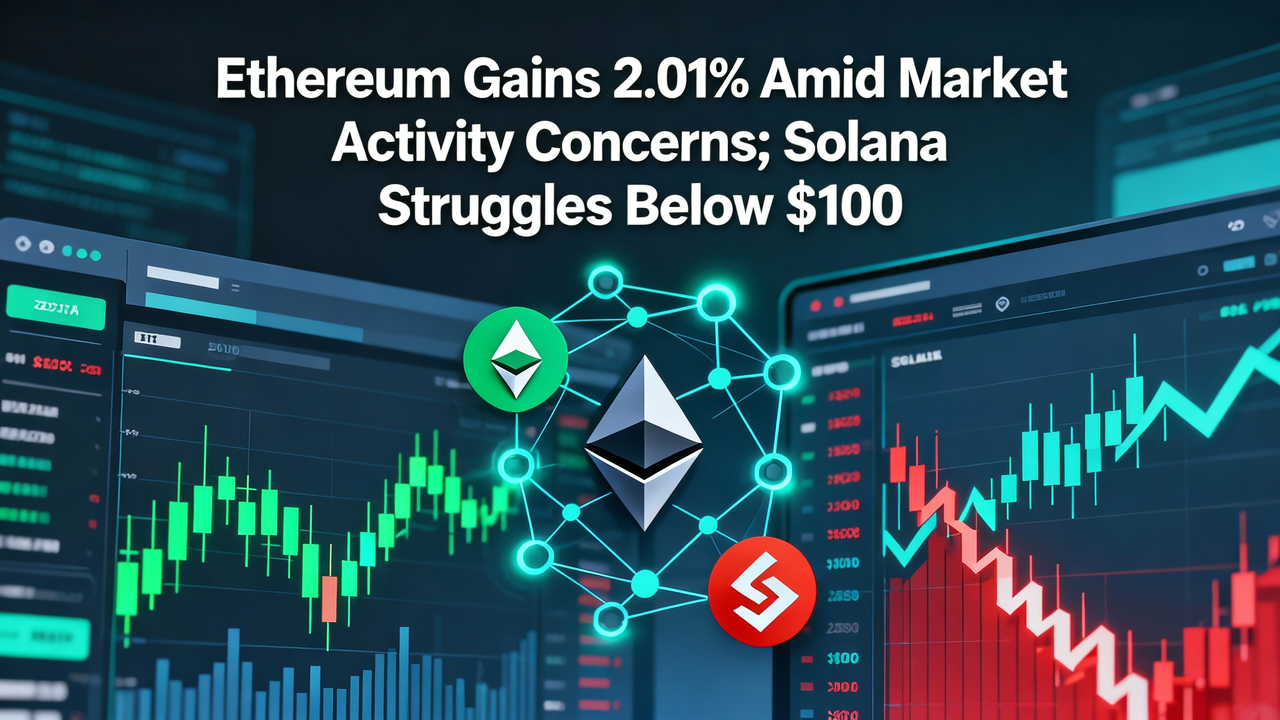 Ethereum Gains 2.01% Amid Market Activity Concerns; Solana Struggles Below $100