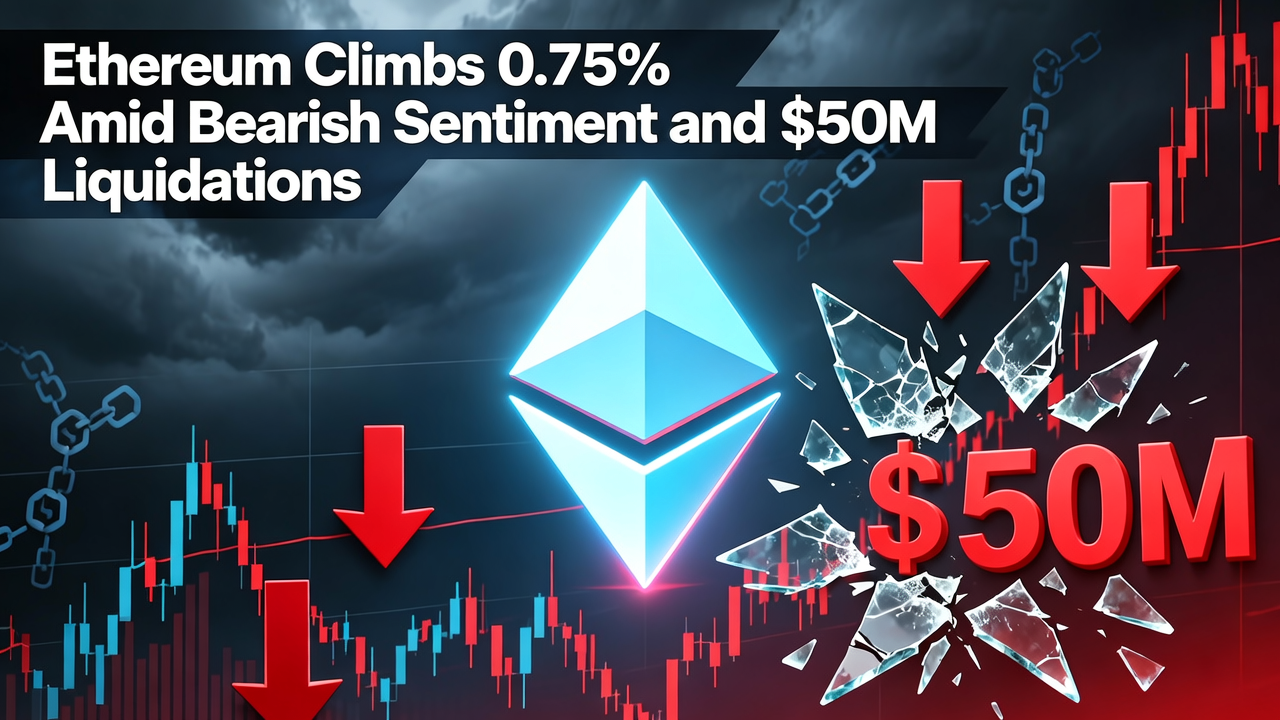 Ethereum Climbs 0.75% Amid Bearish Sentiment and $50M Liquidations