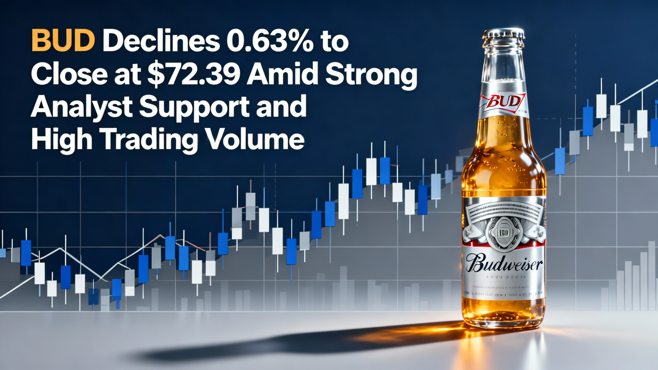 BUD Declines 0.63% to Close at $72.39 Amid Strong Analyst Support and High Trading Volume