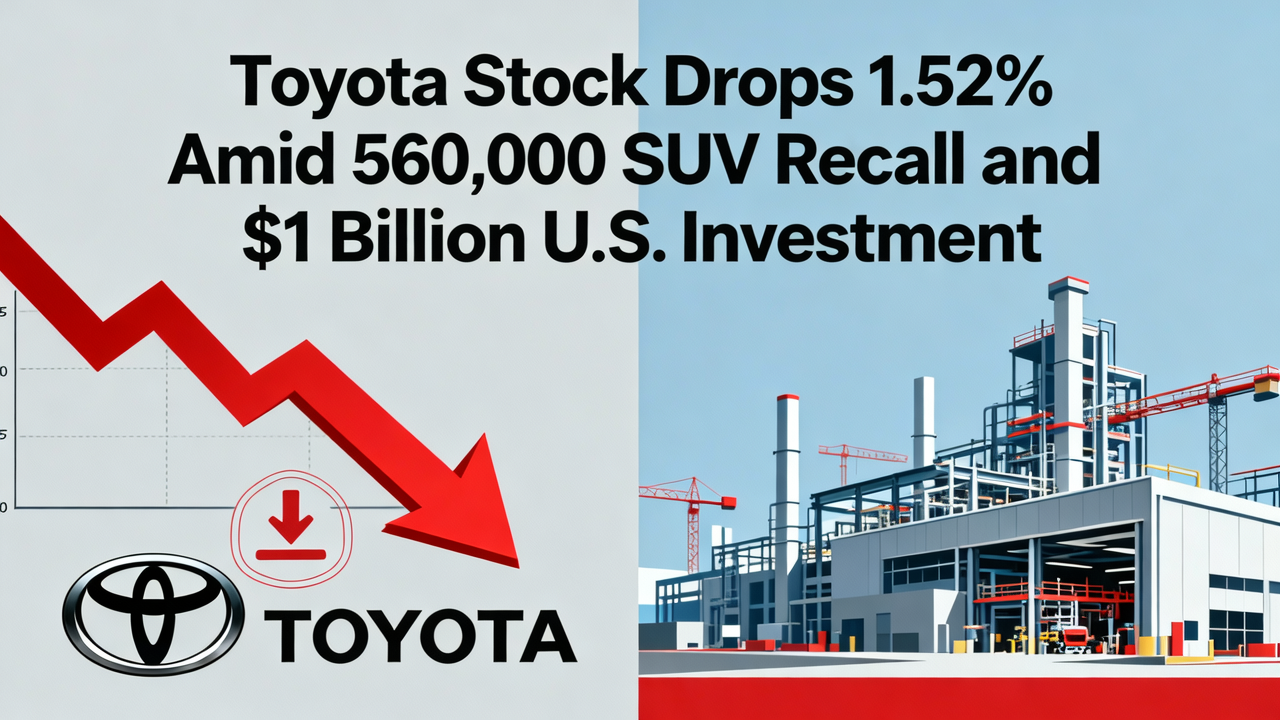 Toyota Stock Drops 1.52% Amid 560,000 SUV Recall and $1 Billion U.S. Investment