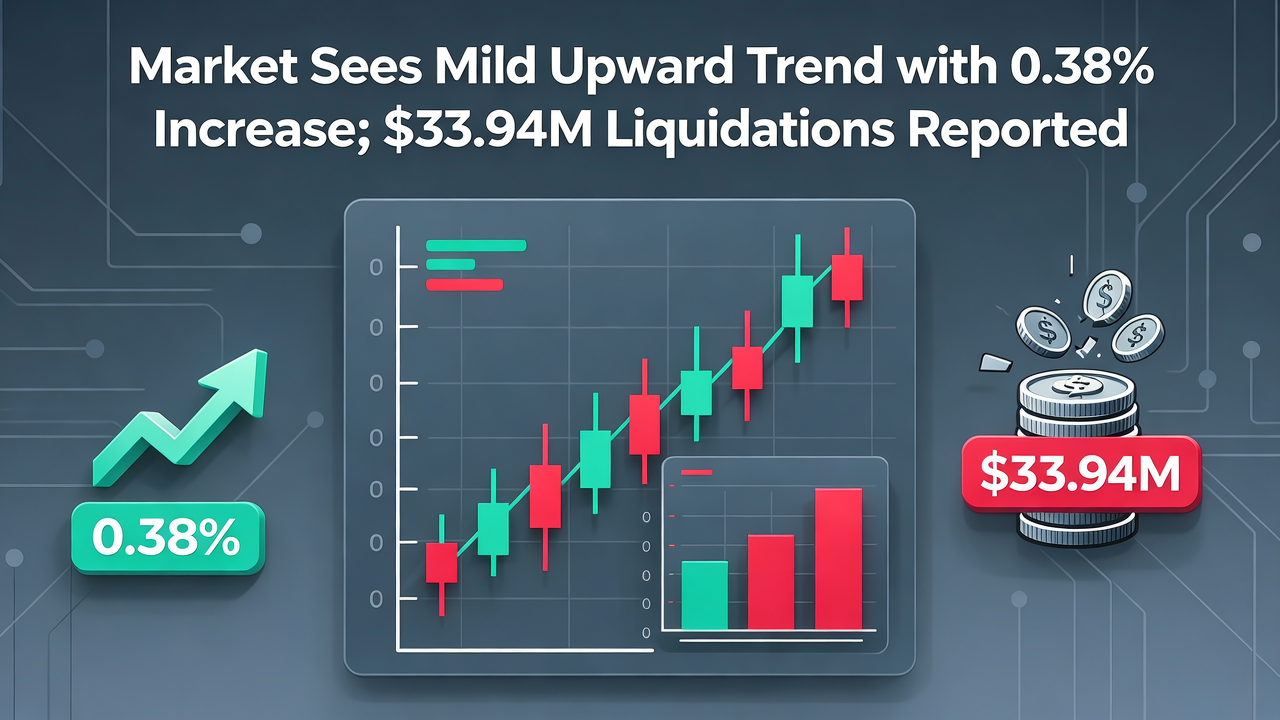 Market Sees Mild Upward Trend with 0.38% Increase; $33.94M Liquidations Reported