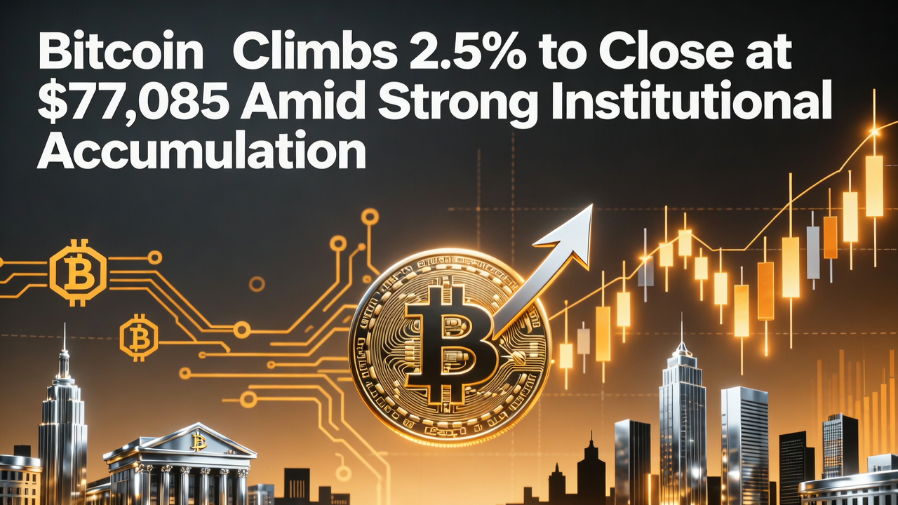 Bitcoin Climbs 2.5% to Close at $77,085 Amid Strong Institutional Accumulation