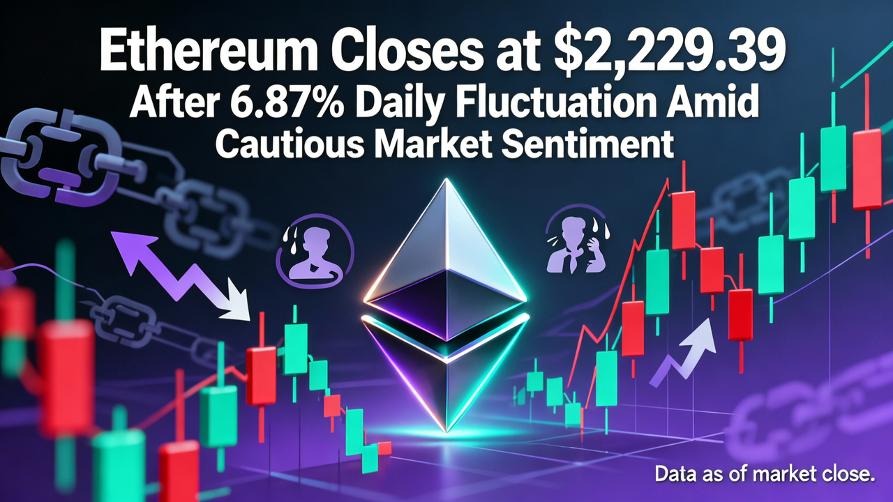 Ethereum Closes at $2,229.39 After 6.87% Daily Fluctuation Amid Cautious Market Sentiment