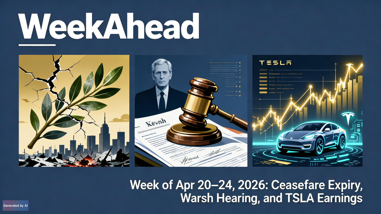 WeekAhead | Week of Apr 20–24: Ceasefire Expiry, Warsh Hearing, and TSLA Earnings