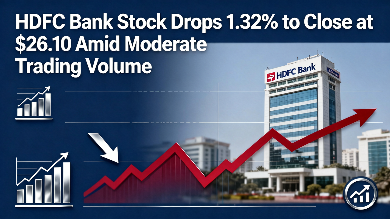 HDFC Bank Stock Drops 1.32% to Close at $26.10 Amid Moderate Trading Volume