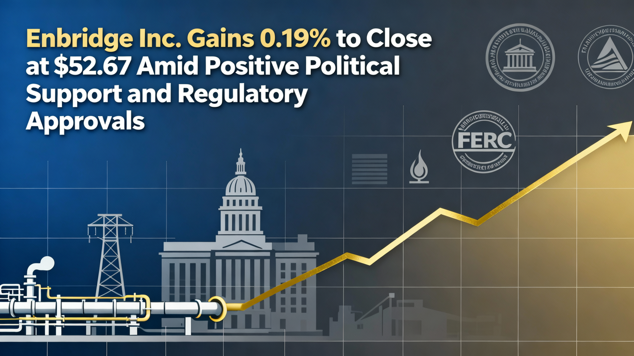 Enbridge Inc. Gains 0.19% to Close at $52.67 Amid Positive Political Support and Regulatory Approvals
