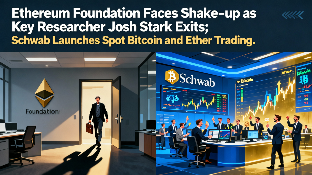Ethereum Foundation Faces Shakeup as Key Researcher Josh Stark Exits; Schwab Launches Spot Bitcoin and Ether Trading