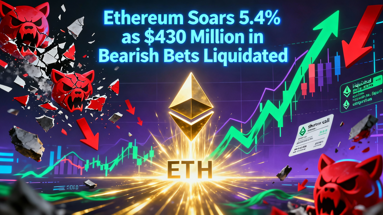 Ethereum Soars 5.4% as $430 Million in Bearish Bets Liquidated