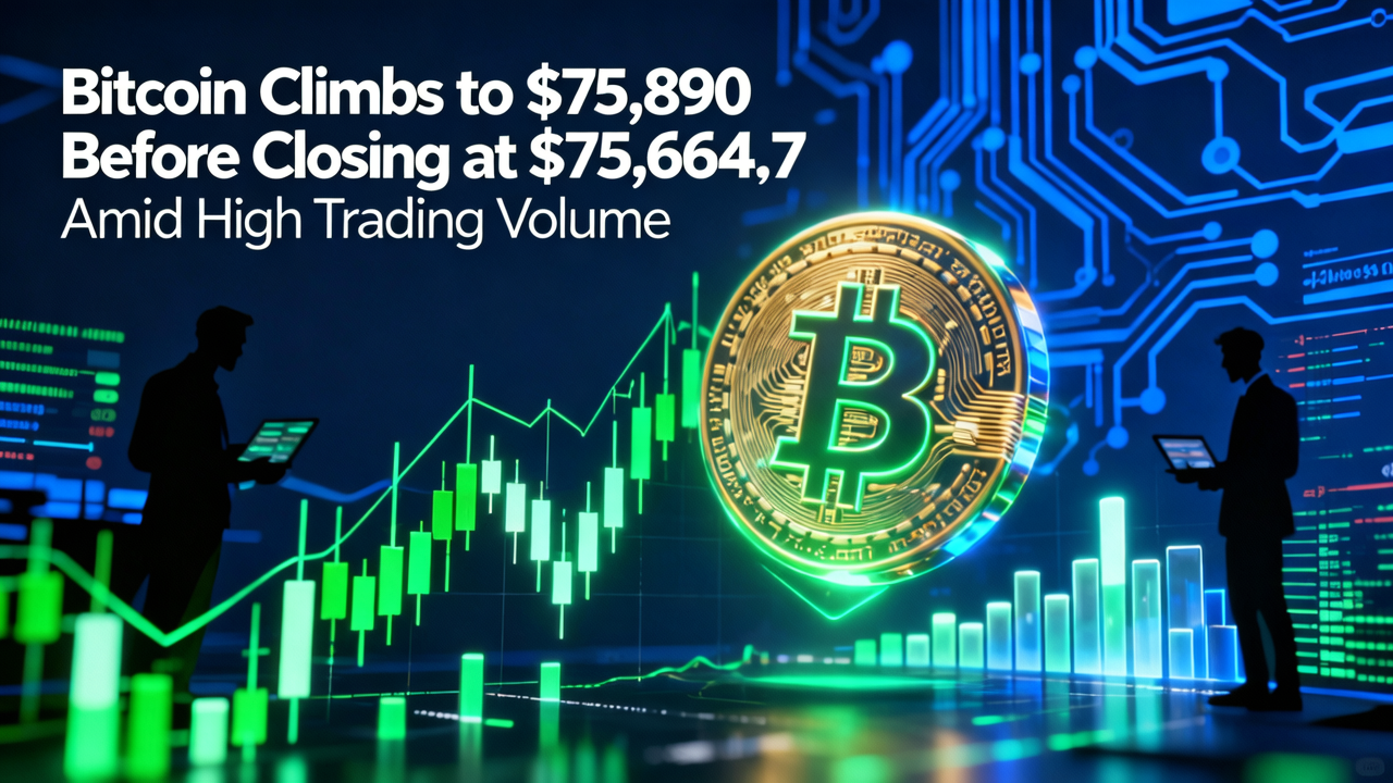 Bitcoin Climbs to $75,890 Before Closing at $75,664.7 Amid High Trading Volume