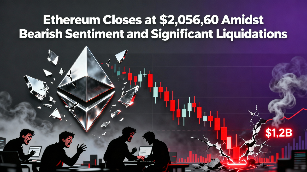Ethereum Closes at $2,056.60 Amidst Bearish Sentiment and Significant Liquidations