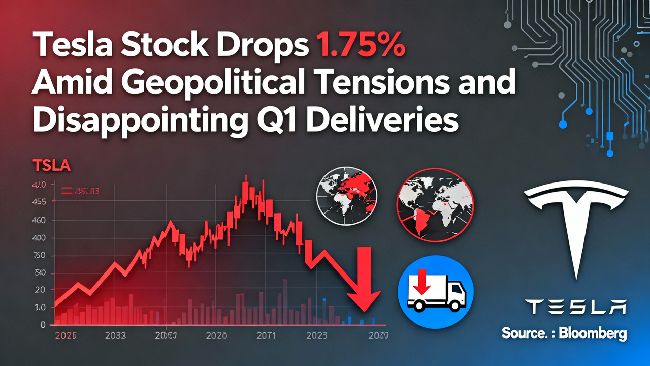 Tesla Stock Drops 1.75% Amid Geopolitical Tensions and Disappointing Q1 Deliveries