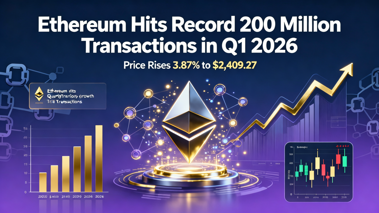 Ethereum Hits Record 200 Million Transactions in Q1 2026, Price Rises 3.87% to $2,409.27