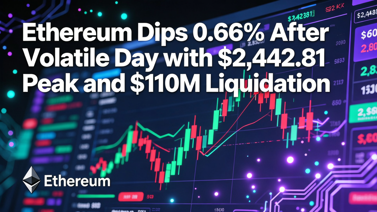 Ethereum Dips 0.66% After Volatile Day with $2,442.81 Peak and $110M Liquidation