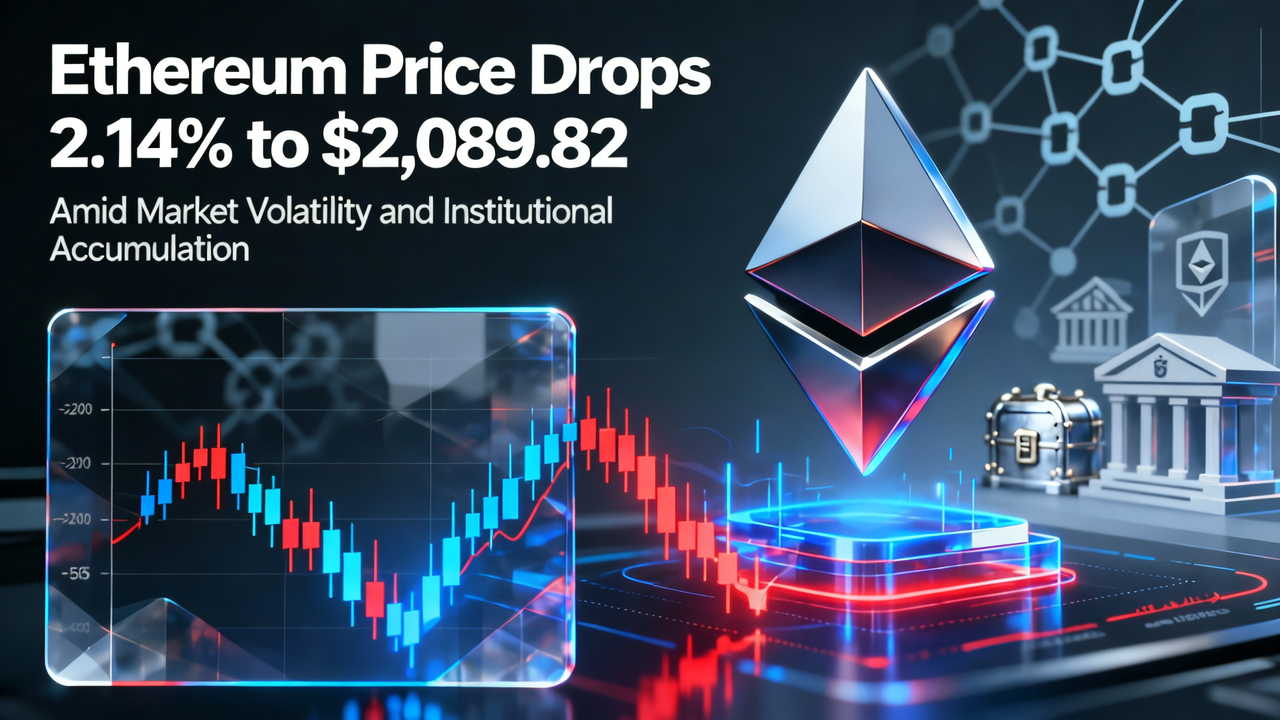 Ethereum Price Drops 2.14% to $2,089.82 Amid Market Volatility and Institutional Accumulation