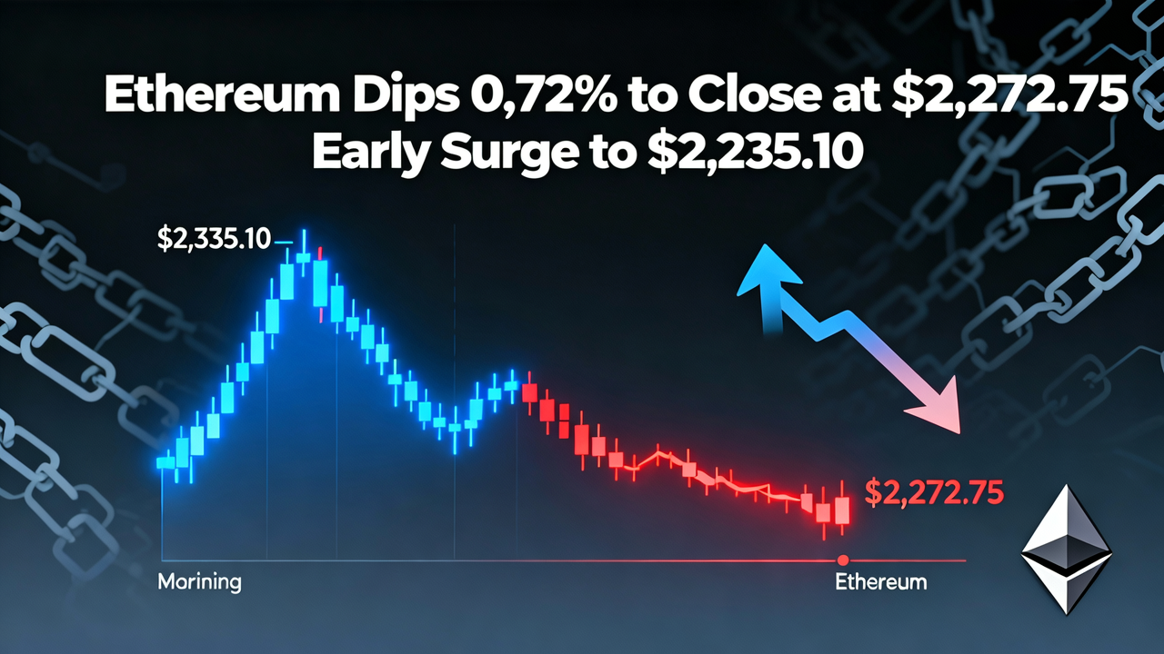 Ethereum Dips 0.72% to Close at $2,272.75 After Early Surge to $2,335.10