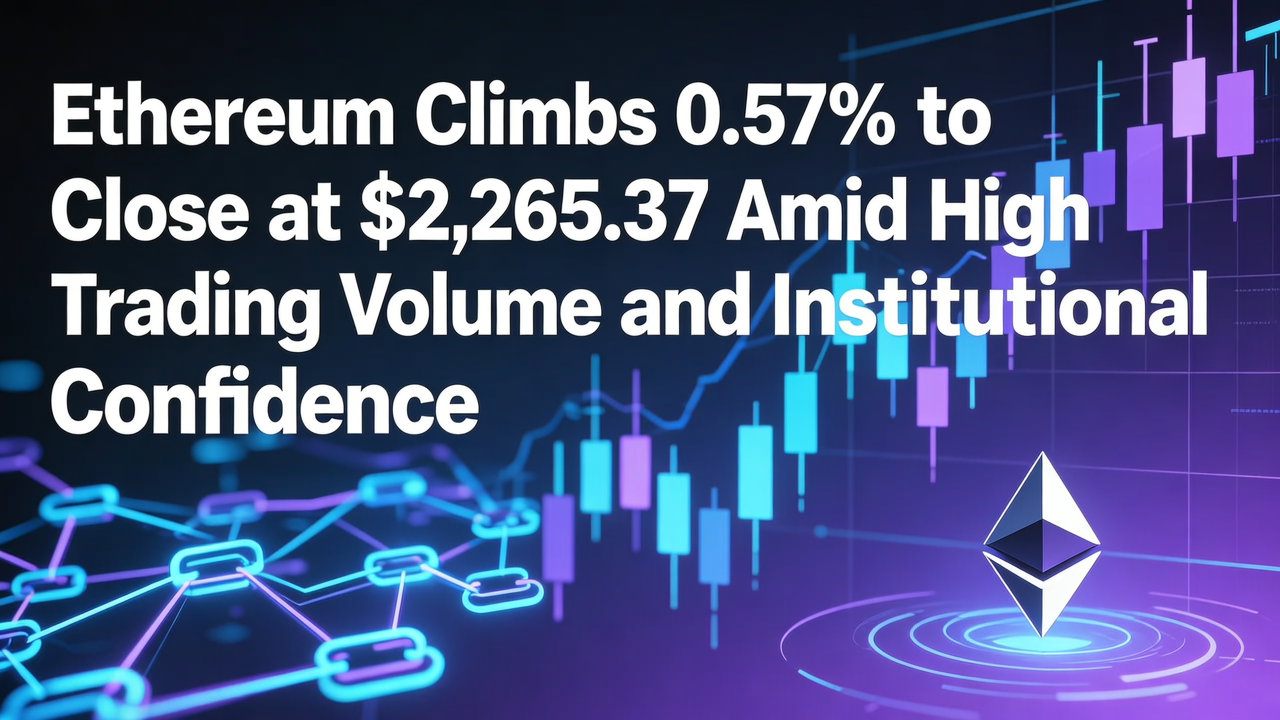 Ethereum Climbs 0.57% to Close at $2,265.37 Amid High Trading Volume and Institutional Confidence