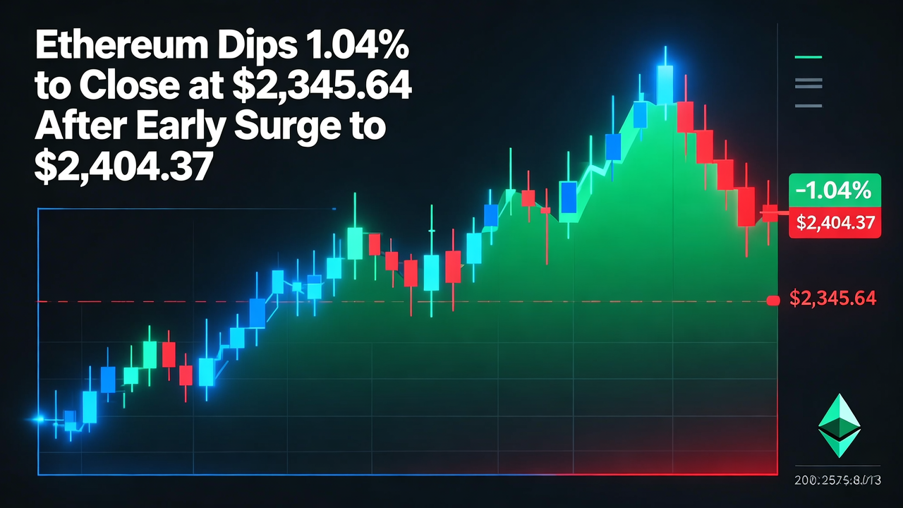 Ethereum Dips 1.04% to Close at $2,345.64 After Early Surge to $2,404.37