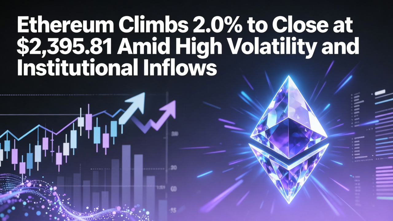 Ethereum Climbs 2.0% to Close at $2,395.81 Amid High Volatility and Institutional Inflows