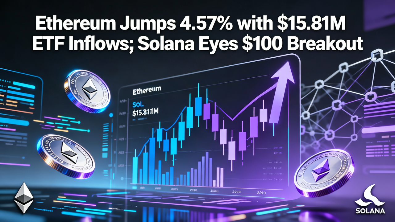 Ethereum Jumps 4.57% with $15.81M ETF Inflows; Solana Eyes $100 Breakout
