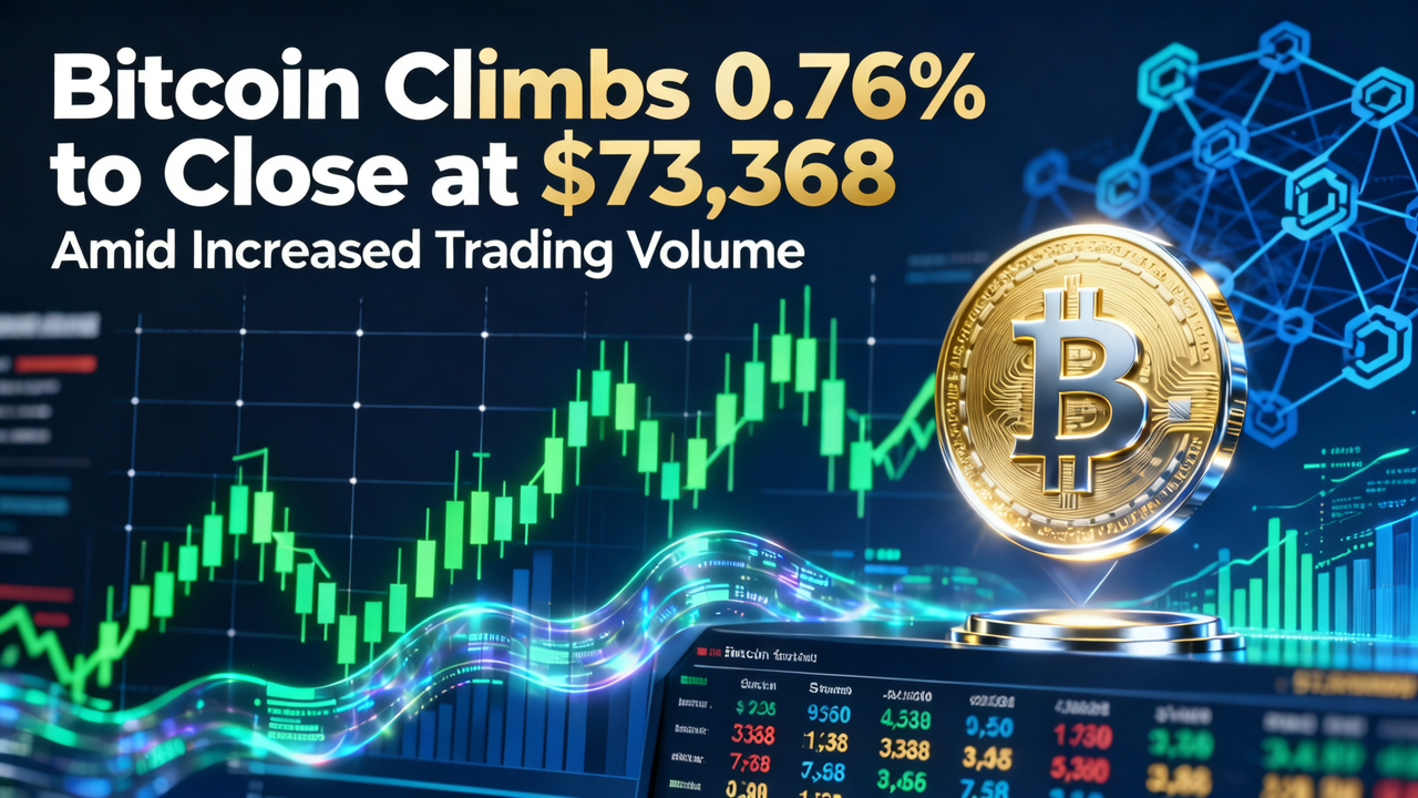 Bitcoin Climbs 0.76% to Close at $73,368 Amid Increased Trading Volume