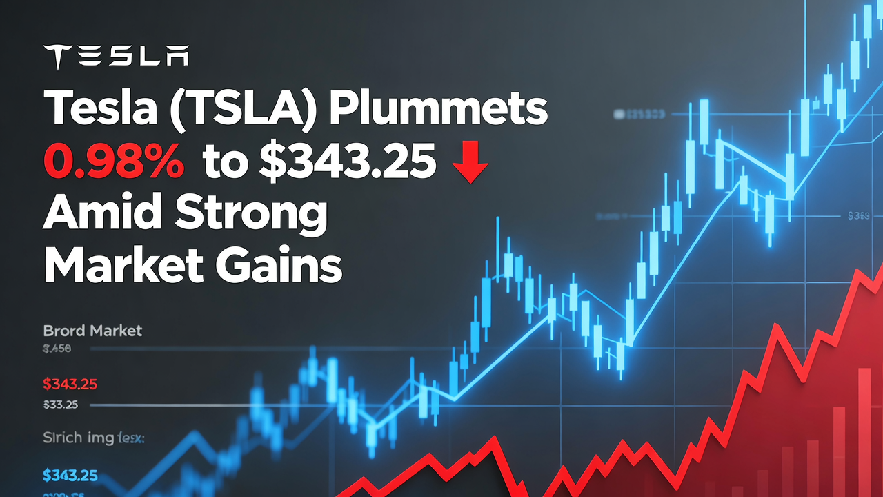 Tesla (TSLA) Plummets 0.98% to $343.25 Amid Strong Market Gains
