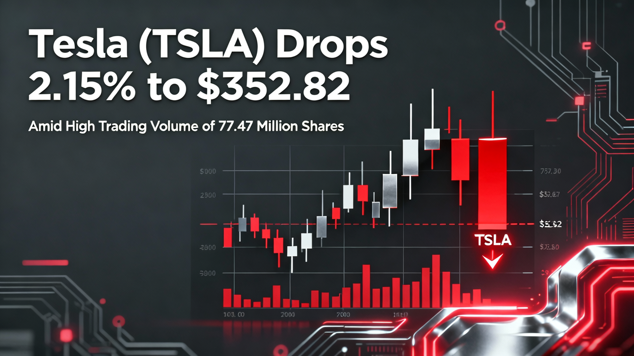 Tesla (TSLA) Drops 2.15% to $352.82 Amid High Trading Volume of 77.47 Million Shares