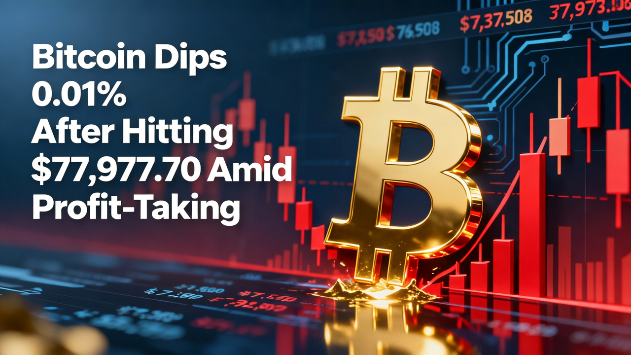 Bitcoin Dips 0.01% After Hitting $77,977.70 Amid Profit-Taking