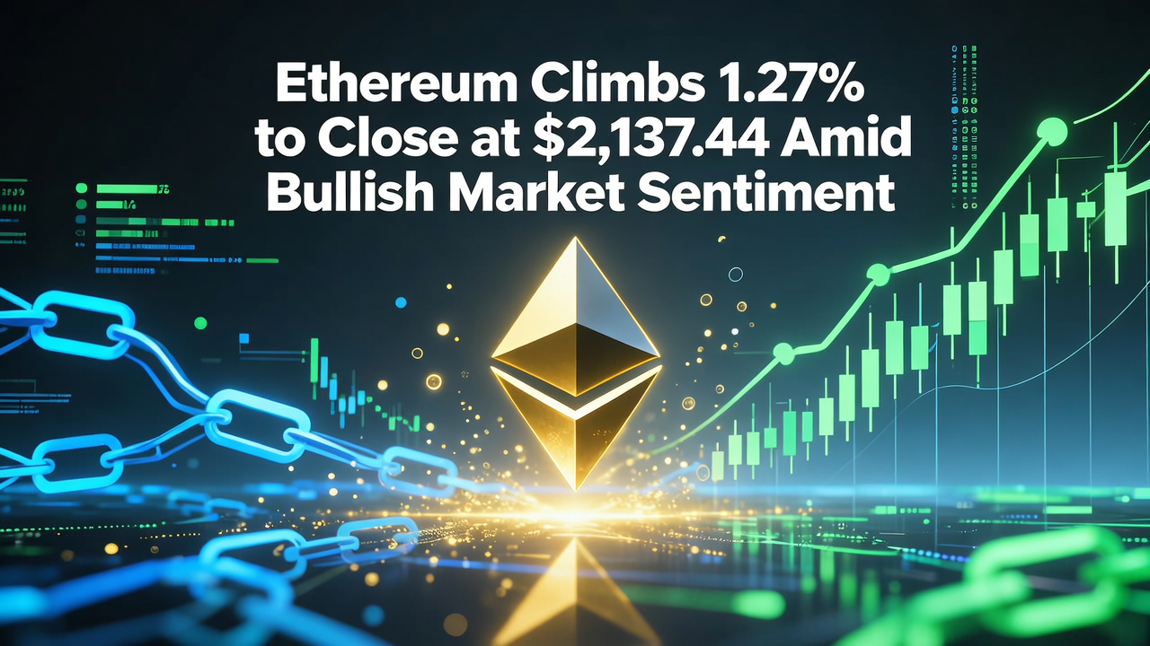Ethereum Climbs 1.27% to Close at $2,137.44 Amid Bullish Market Sentiment