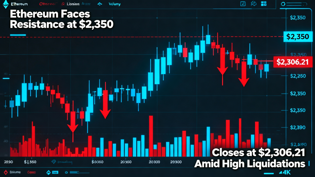 Ethereum Faces Resistance at $2,350, Closes at $2,306.21 Amid High Liquidations