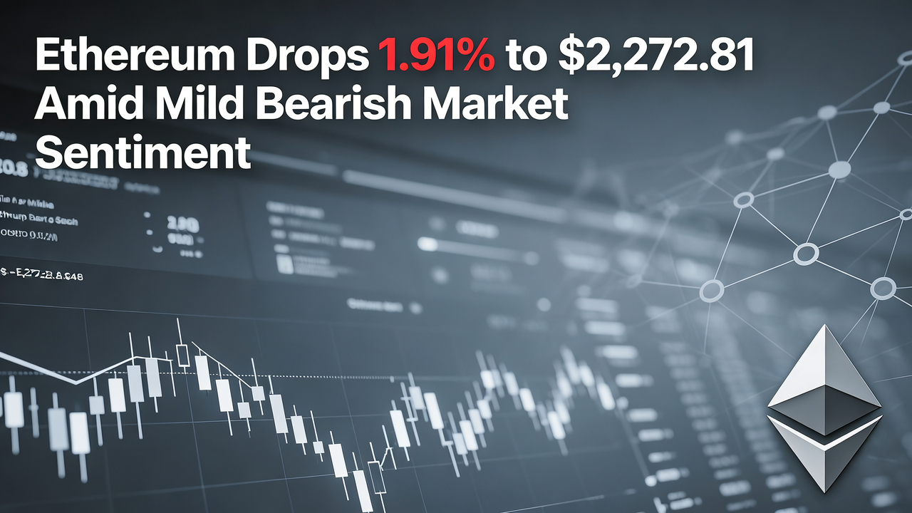 Ethereum Drops 1.91% to $2,272.81 Amid Mild Bearish Market Sentiment