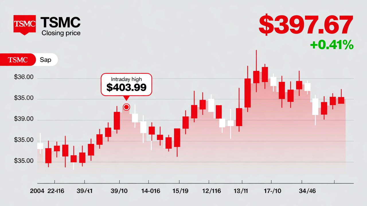 TSMC Closes at $397.67, Up 0.41% with Intraday High of $403.99