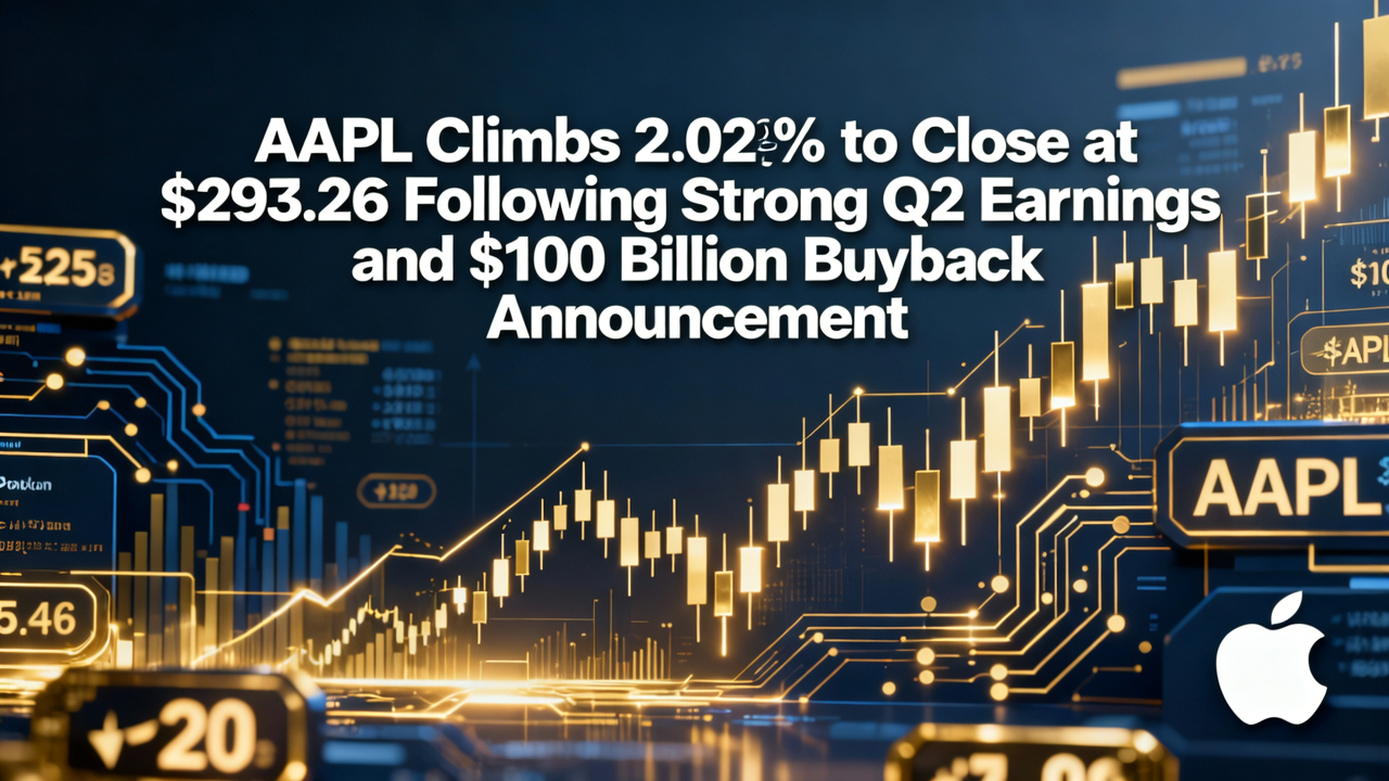AAPL Climbs 2.02% to Close at $293.26 Following Strong Q2 Earnings and $100 Billion Buyback Announcement