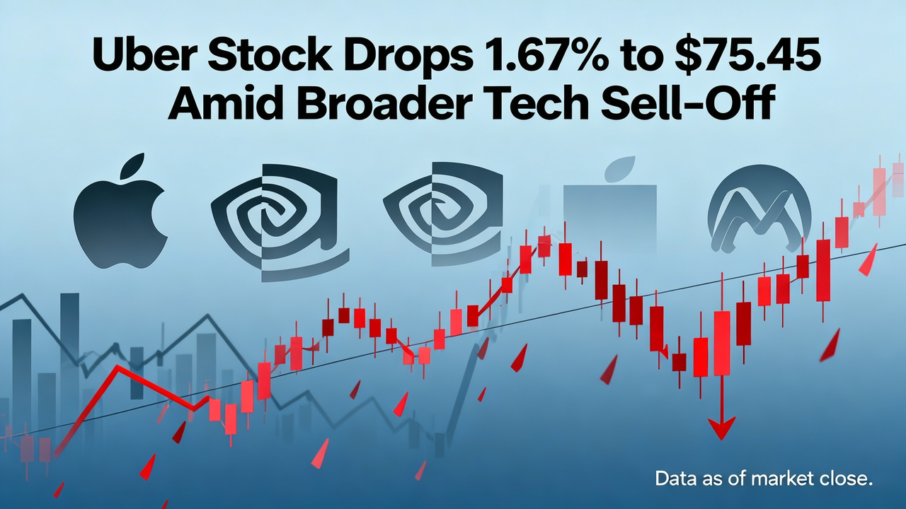 Uber Stock Drops 1.67% to $75.45 Amid Broader Tech Sell-Off