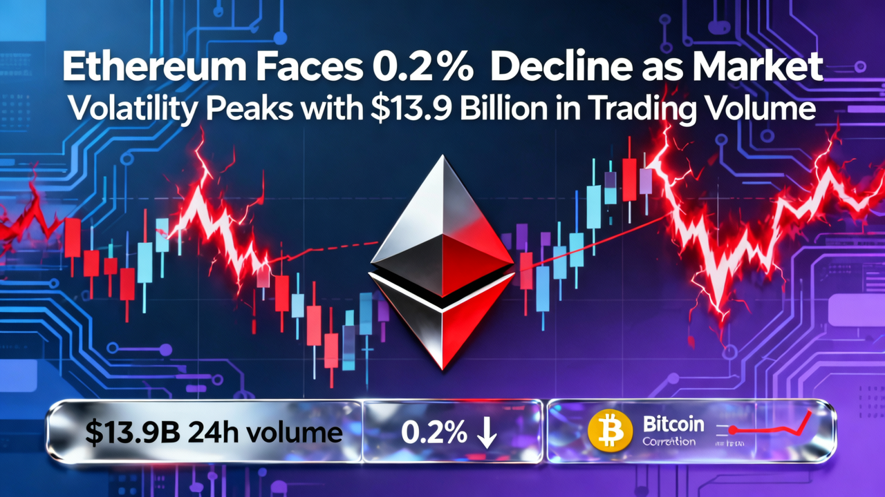 Ethereum Faces 0.2% Decline as Market Volatility Peaks with $13.9 Billion in Trading Volume