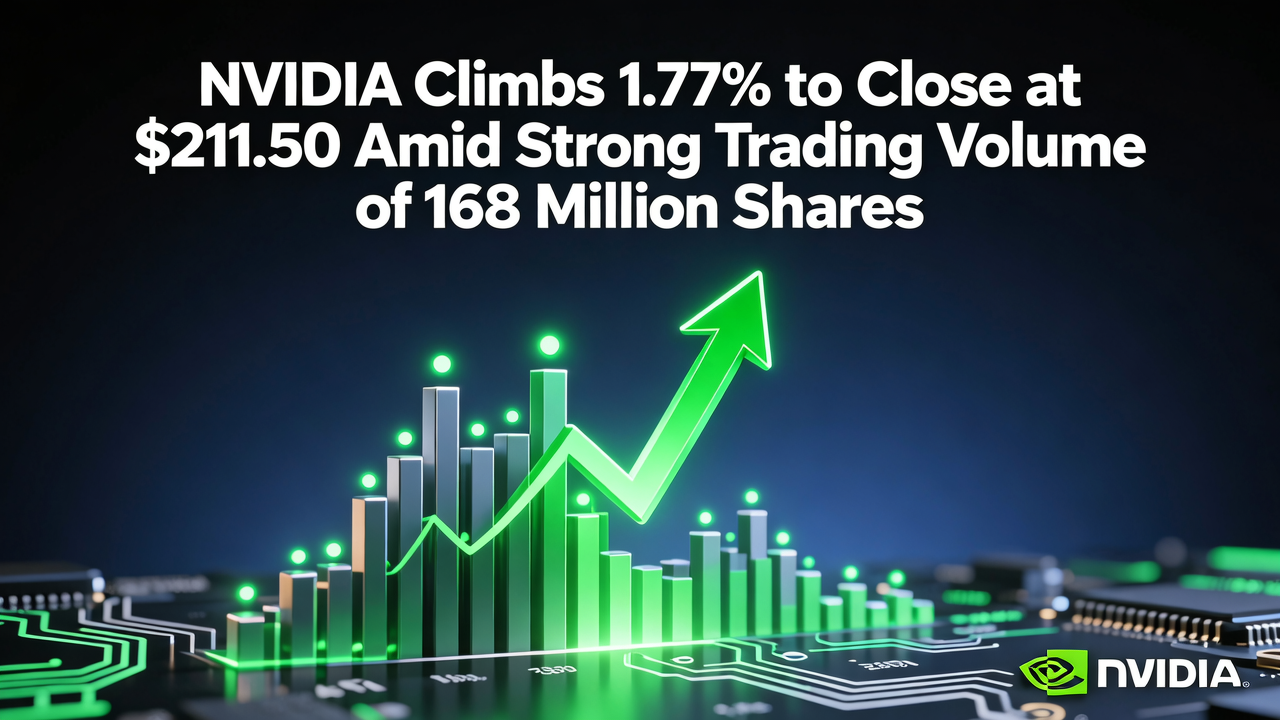 NVIDIA Climbs 1.77% to Close at $211.50 Amid Strong Trading Volume of 168 Million Shares