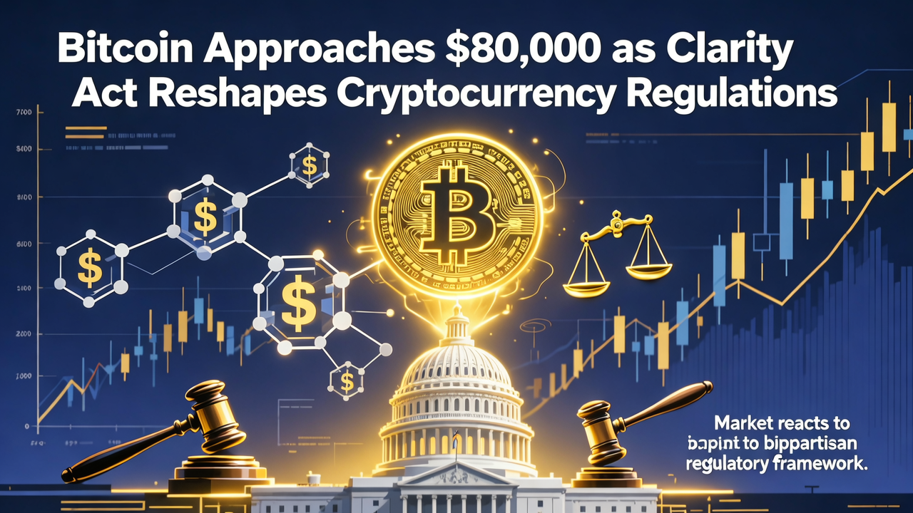 Bitcoin Approaches $80,000 as Clarity Act Reshapes Cryptocurrency Regulations