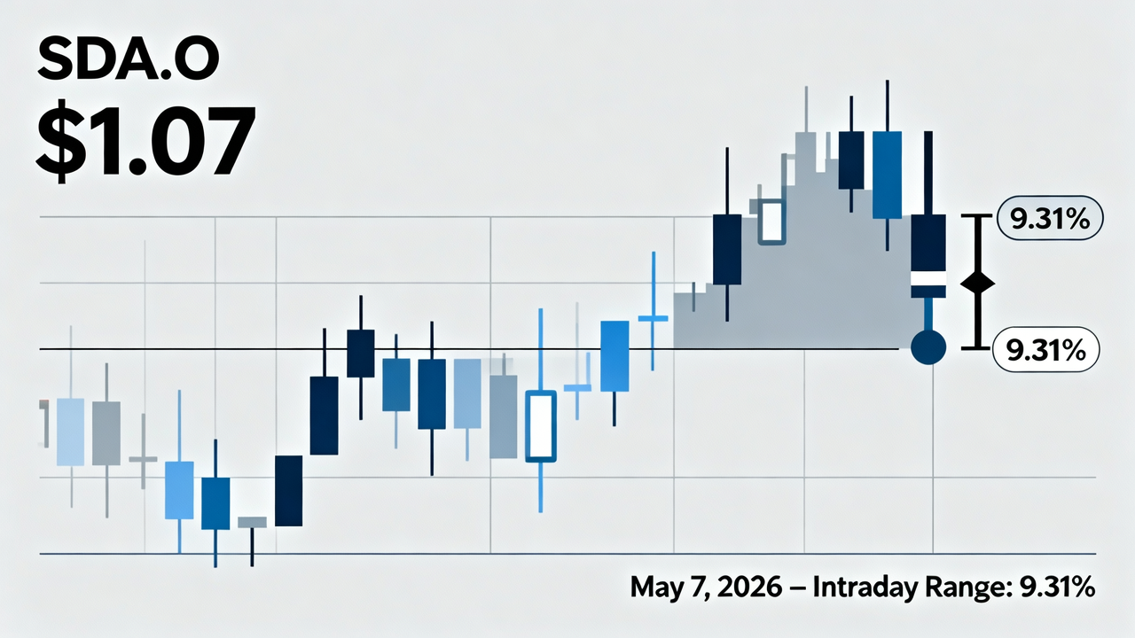SDA.O Closes Steady at $1.07 with 9.31% Intraday Price Range on May 7, 2026