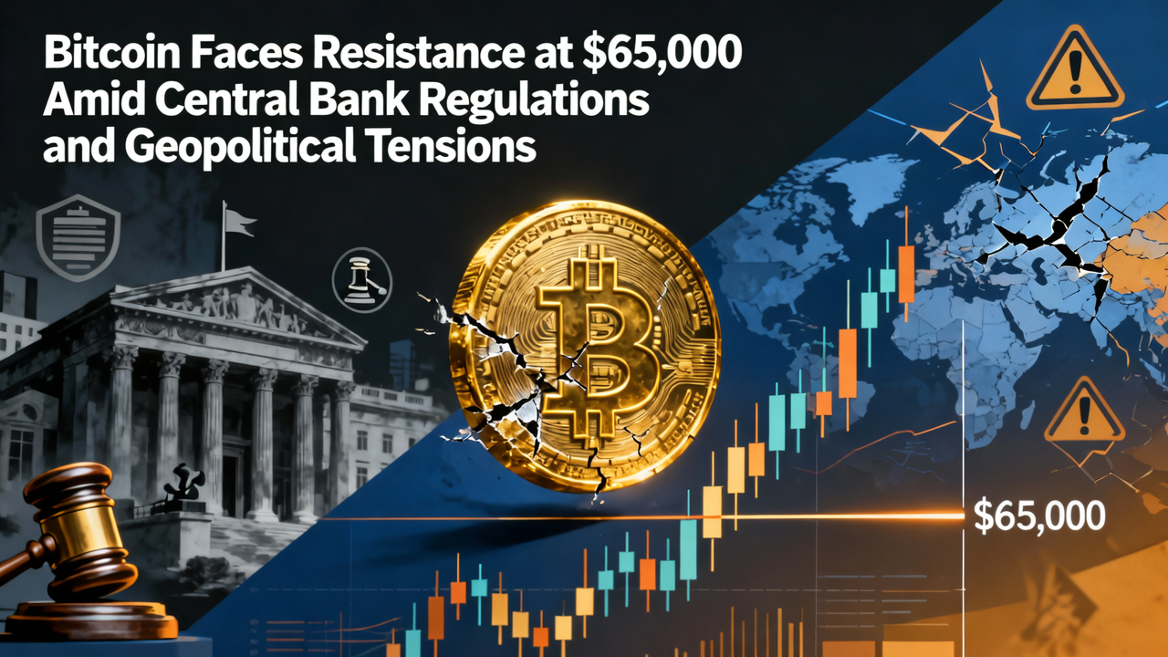 Bitcoin Faces Resistance at $65,000 Amid Central Bank Regulations and Geopolitical Tensions