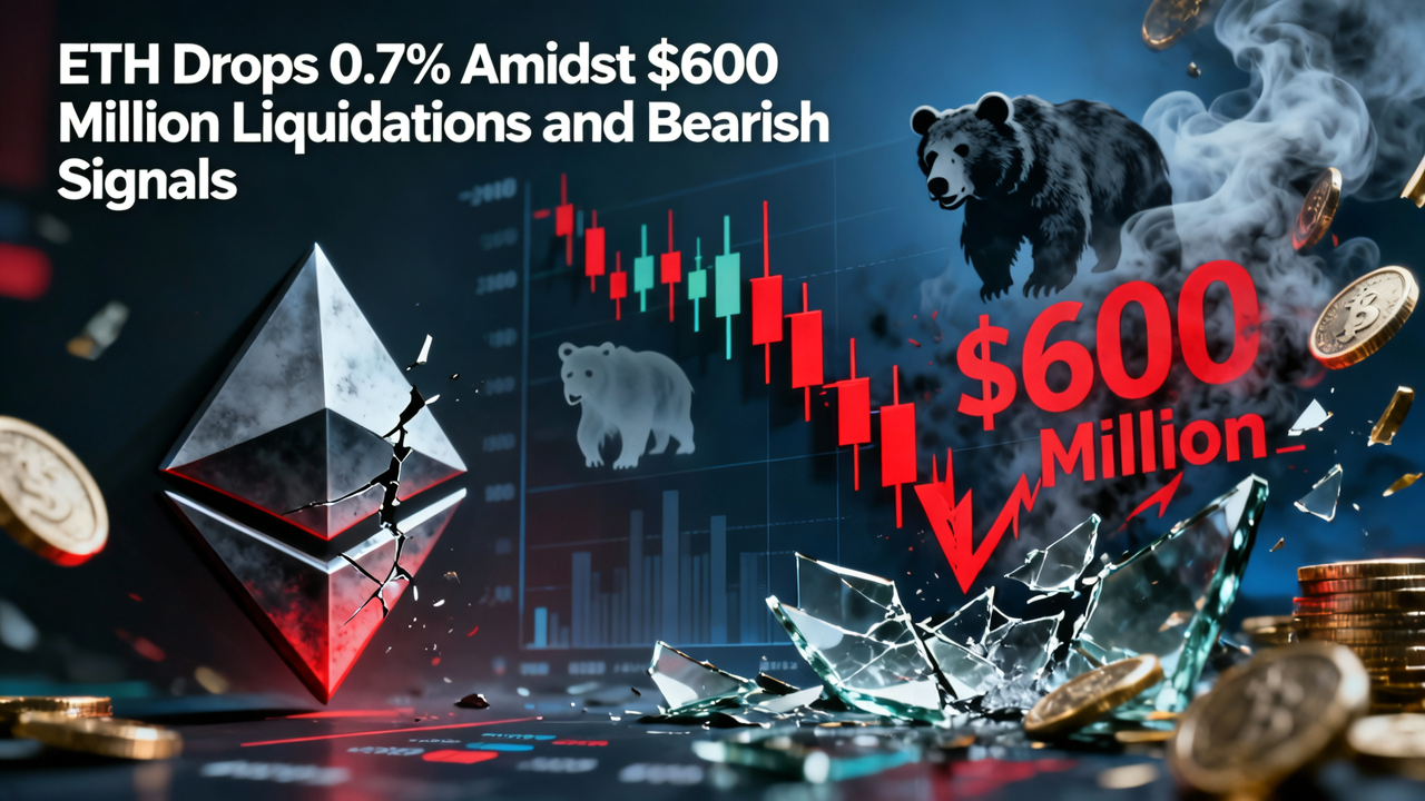 ETH Drops 0.7% Amidst $600 Million Liquidations and Bearish Signals